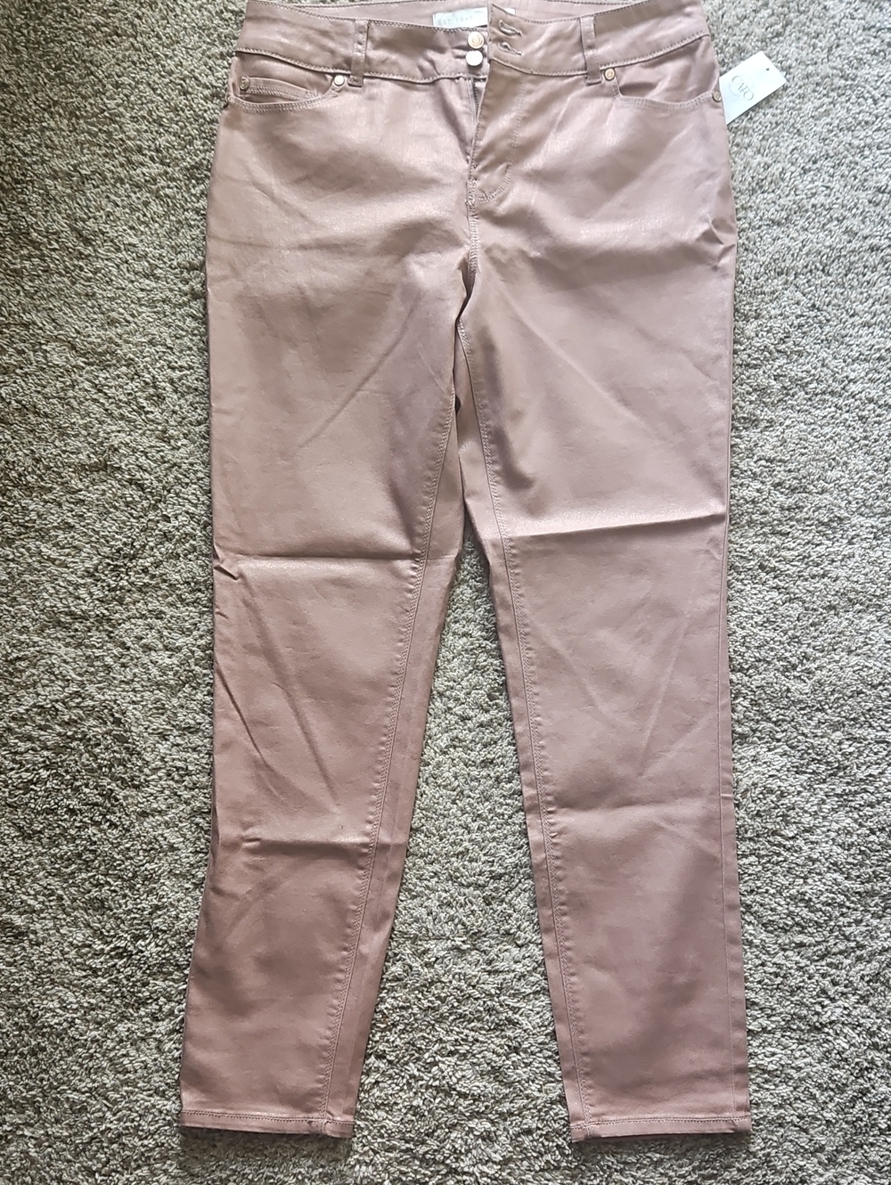 Women's Casual Stretch Glitter Jeans in Dusty Rose
